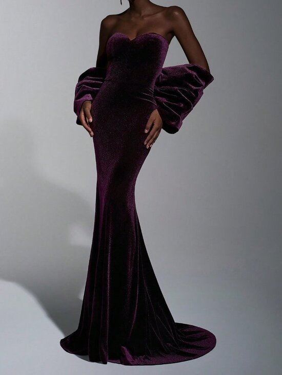 Dresses & Skirts - Burgundy Elegant Women's Velvet Formal Gala Dress